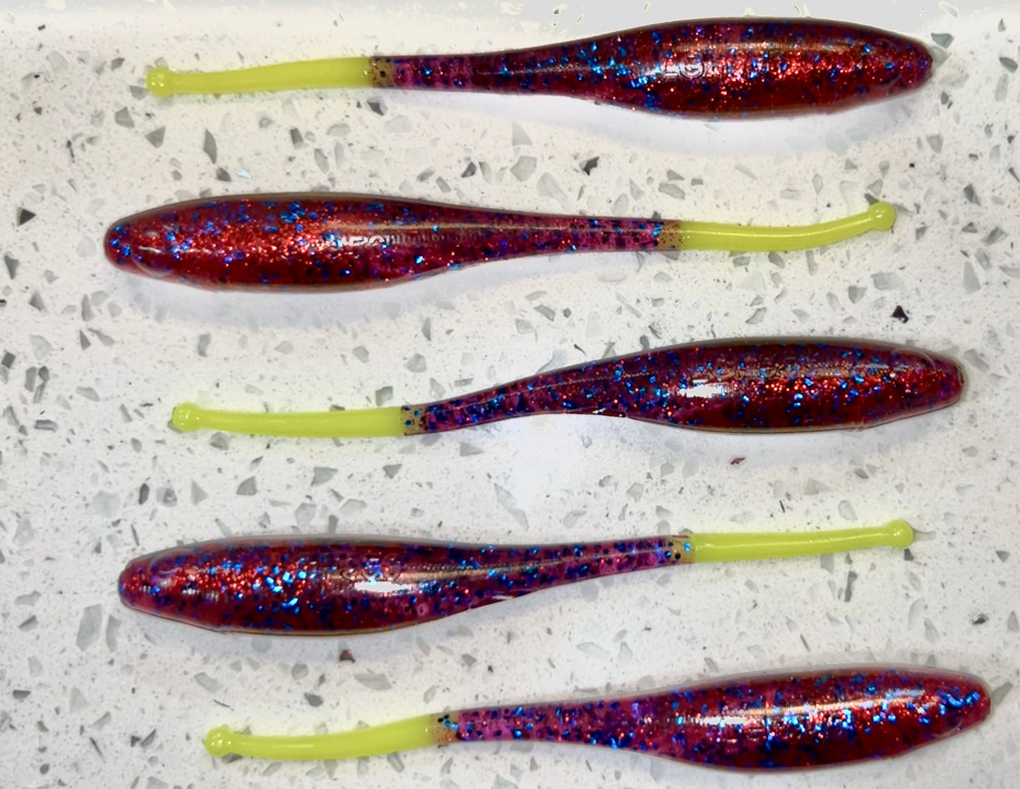 Ganchado Lures by LGF956 5.25” 'Laguna Shad' 5 Pack - Vino Tinto