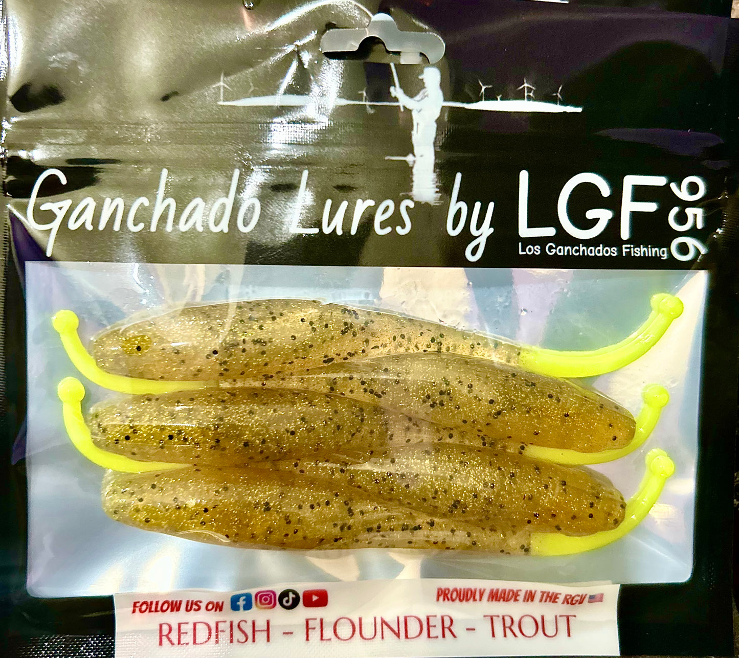 Ganchado Lures by LGF956 5.25” 'Laguna Shad' 5 Pack - Lemon Pepper